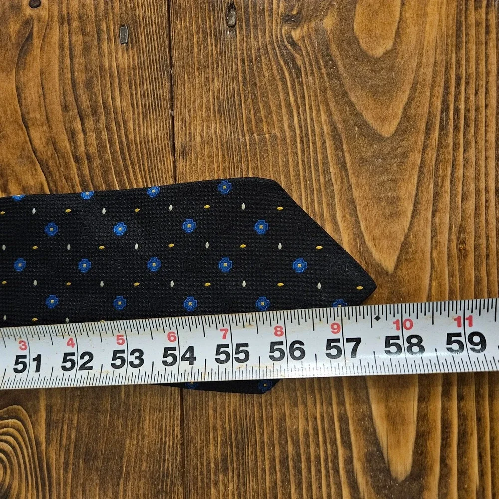 Tommy Hilfiger Silk Tie Bundle (2) Blue Geometric‎ & Black Floral Dot Pattern